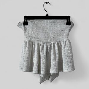 Jacquard Peplum Tie-Back Top